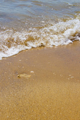 Soft wave of the sea on the sandy beach