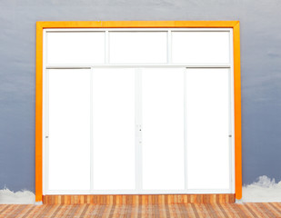 Modern white windows and wall on white background.