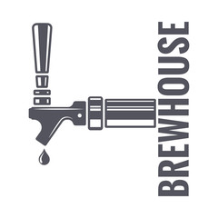 beer tap logo of brewhouse on white background - obrazy, fototapety, plakaty