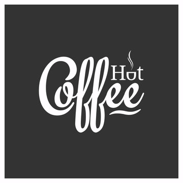 Fototapeta Coffee vintage lettering. Hot Coffee logo on black background