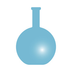 Cylinder chemical flask. Blue glass. Vector icon.