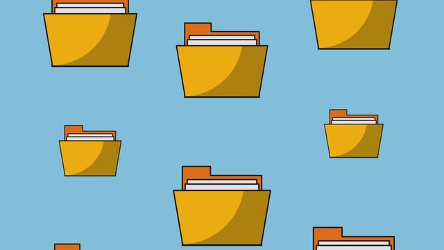 Folders moving up over blue background High definition animation colorful scenes