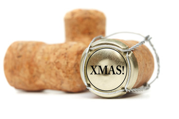 Cork on white background. Xmas