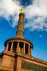 The Victory column in Berlin, Germany at sunset