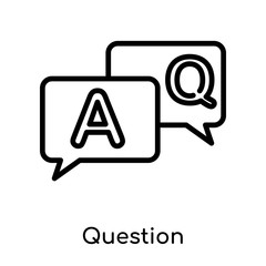 Question icon vector sign and symbol isolated on white background, Question logo concept