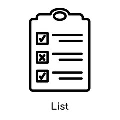 List icon vector sign and symbol isolated on white background, List logo concept