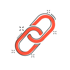 Vector cartoon chain icon in comic style. Connection sign illustration pictogram. Chain business splash effect concept.