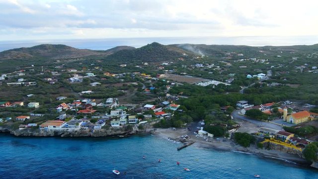 Aerial view over western side of Curaçao/Caribbean /Netherland Antilles