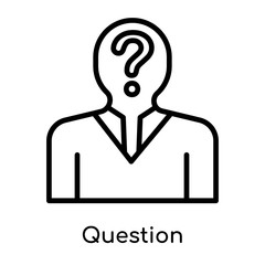 Question icon vector sign and symbol isolated on white background, Question logo concept