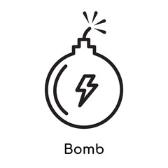 Bomb icon vector sign and symbol isolated on white background, Bomb logo concept, outline symbol, linear sign