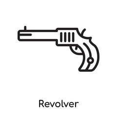 Revolver icon vector sign and symbol isolated on white background, Revolver logo concept, outline symbol, linear sign