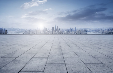 Fototapeta premium Prospects for expressway, asphalt pavement, city building commercial building, office building