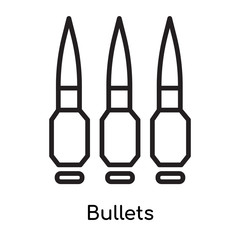 Fototapeta na wymiar Bullets icon vector sign and symbol isolated on white background, Bullets logo concept, outline symbol, linear sign