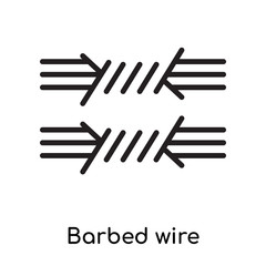 Barbed wire icon vector sign and symbol isolated on white background, Barbed wire logo concept, outline symbol, linear sign