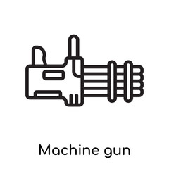 Machine gun icon vector sign and symbol isolated on white background, Machine gun logo concept, outline symbol, linear sign
