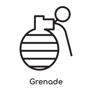 Grenade icon vector sign and symbol isolated on white background, Grenade logo concept, outline symbol, linear sign