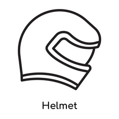 Helmet icon vector sign and symbol isolated on white background, Helmet logo concept, outline symbol, linear sign