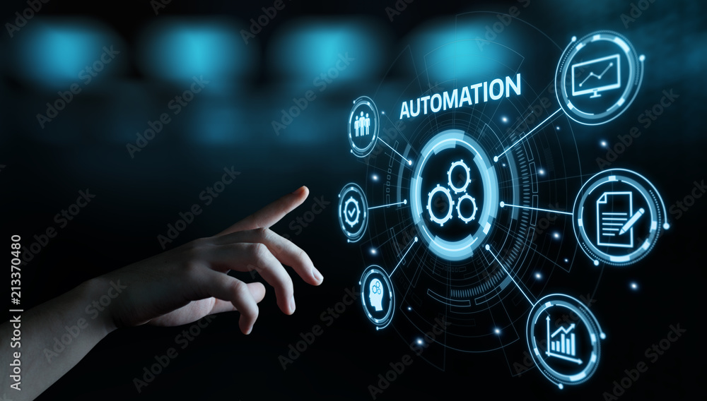 Poster automation software technology process system business concept