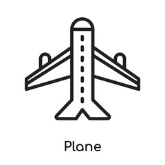 Plane icon vector sign and symbol isolated on white background, Plane logo concept, outline symbol, linear sign