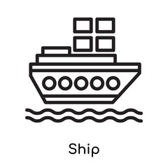 Fototapeta na wymiar Ship icon vector sign and symbol isolated on white background, Ship logo concept, outline symbol, linear sign