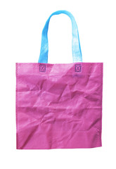 Pink crumple shopping bag isolated