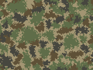 Camouflage seamless pattern. Trendy style pixel camo. Great for print on fabric. Vector illustration.
