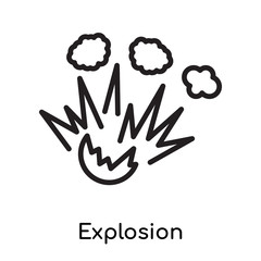 Obraz premium Explosion icon vector sign and symbol isolated on white background, Explosion logo concept, outline symbol, linear sign