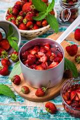 Slices of red strawberries