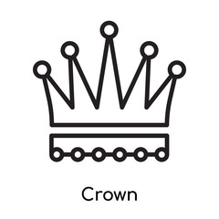 Crown icon vector sign and symbol isolated on white background, Crown logo concept, outline symbol, linear sign