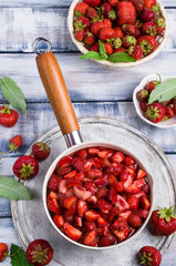 Slices of red strawberries