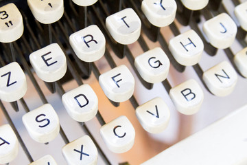 White keys of an old typewriter