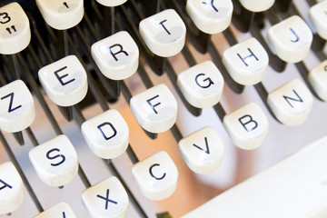 White keys of an old typewriter