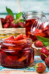 Slices of red strawberries