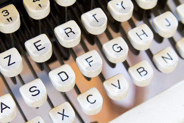 White keys of an old typewriter
