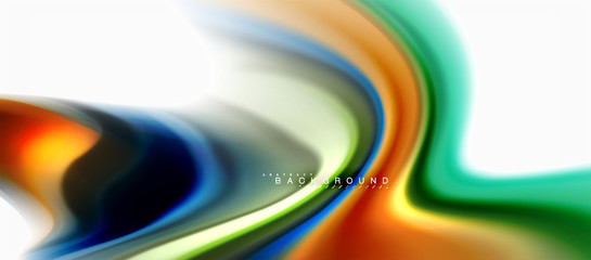 Fluid liquid mixing colors concept on light grey background, curve flow, trendy abstract layout template for business or technology presentation or web brochure cover, wallpaper