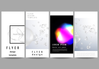 The minimalistic vector layout of flyer, banner design templates. SPA and healthcare design, sci-fi technology background. Abstract futuristic or medical consept backgrounds to choose from.
