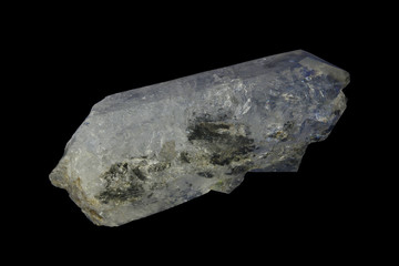 mineral Black Phantom Quartz crystal bar with black isolated background 