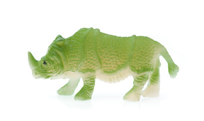 rhinoceros made out of plastic. animal toy isolated on white background