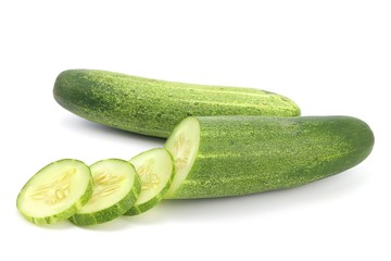 green cucumber on white background