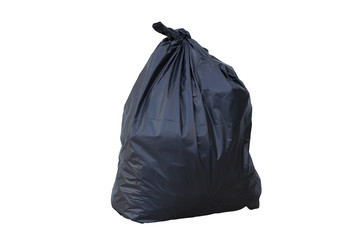 Pile black garbage bag isolated on white background