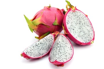 Sweet Dragon fruit on white background