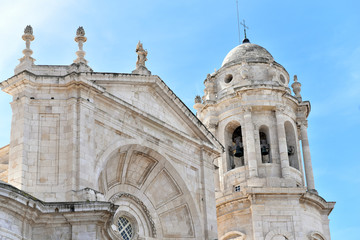 Details from the facade of the Cadiz Cathedral, also known as Catedral Nueva (New Cathedral), Spain