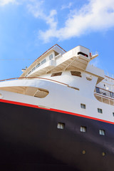 Luxury cruise passenger ship bridge at port