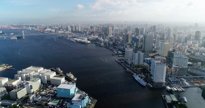 tokyo bay in aerial view