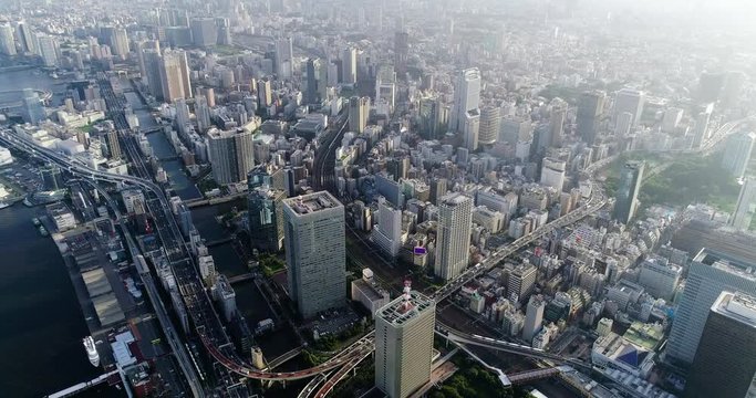 tokyo bay in aerial view