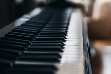 close up piano key color tone