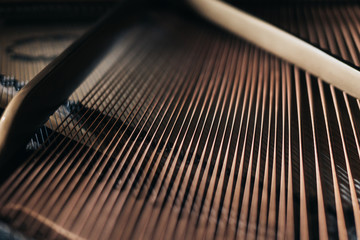 grand piano sting detail, music and instrument concept