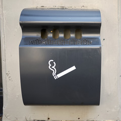 London, United Kingdom - June 26, 2018 : Steel ashtray in the street