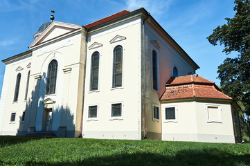 Fototapeta na wymiar Classicist Lutheran Church in Sycowo in Poland.