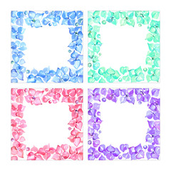 Wedding invitation, flower frame, hydrangea, card, 
blue, pink, mint, ultraviolet.